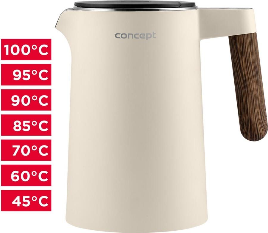 Concept Waterkoker 1.5L Temperatuurregeling KEEP WARM functie 1850-2200 W (vanille)