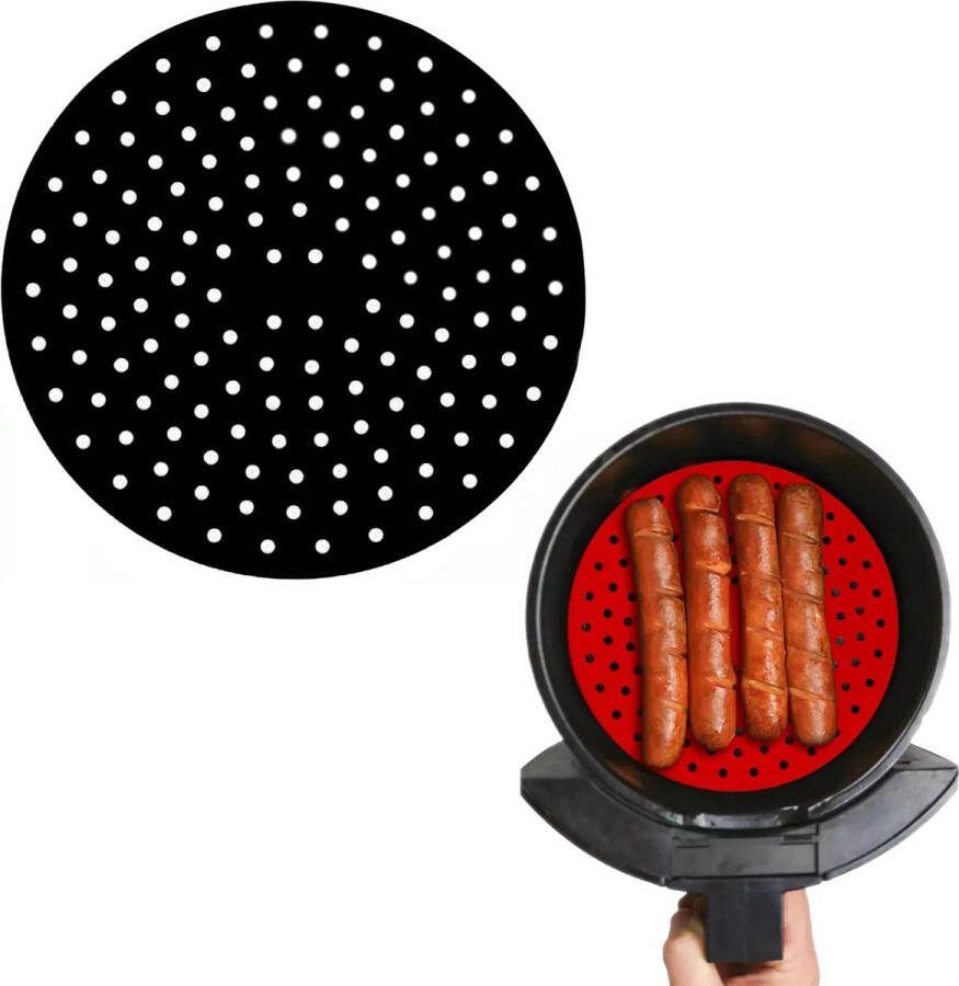 Consumerce Siliconen Airfryer Bakmat – Rond 8 Inch – Zwart – Airfryers – Heteluchtfriteuse – Bakpapier Accessoires – Air Fryer Bakje XL XXL – Heteluchtoven – Hetelucht Oven Bakjes – Friteuse Mandje – Papier