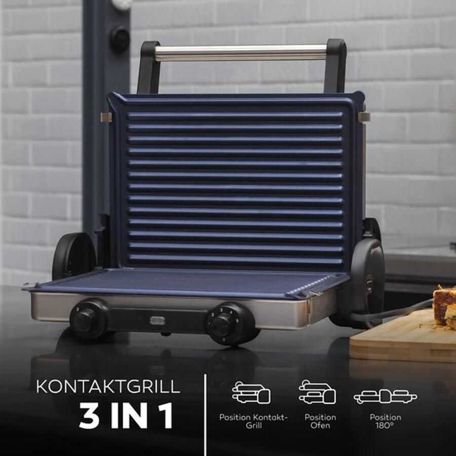 Contactgrill Sandwichmaker 2100 Watt Vermogen 42x36 cm Afmetingen RVS Materiaal Rood Kleur Tafelgrill BBQ