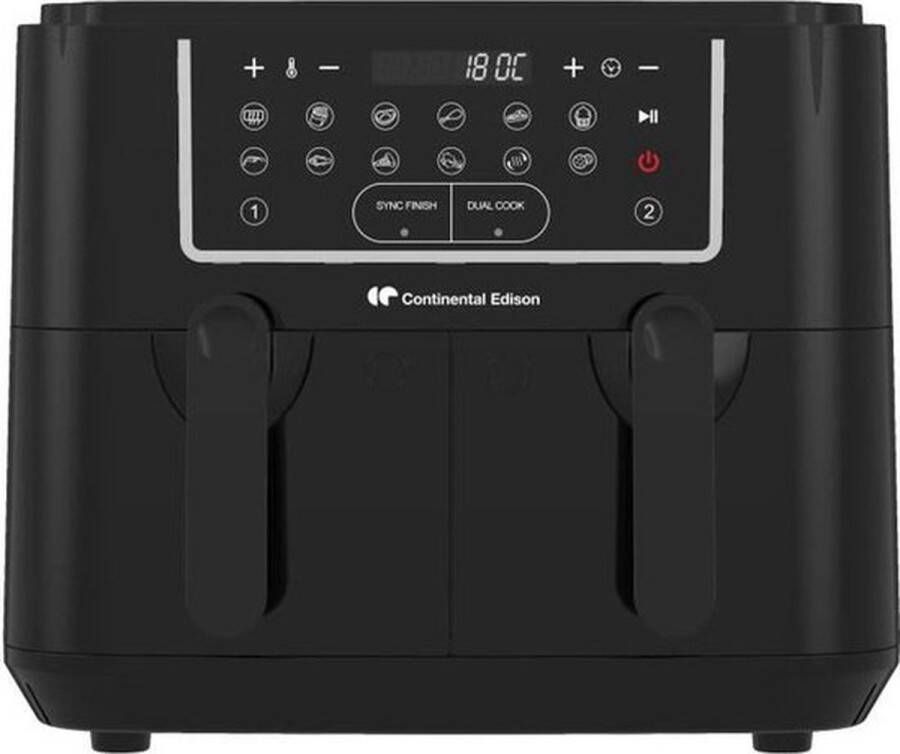 Continental Edison Olievrije heteluchtfriteuse RFRSH24002CB 9 L Dubbele bakplaten 2400W Zwart