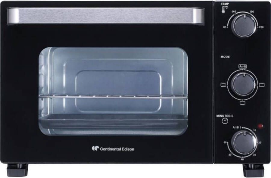 Continental Edison CEMF22B Elektrische mini-oven 22L zwart 1300W Draaispit Natuurlijke convectie