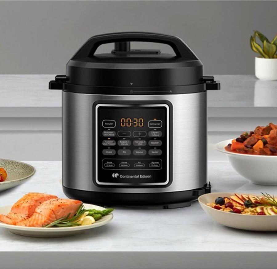 Continental Edison Multicooker snelkookpan CEMCSP10006L 6 L 1000 W Zwart en roestvrij staal