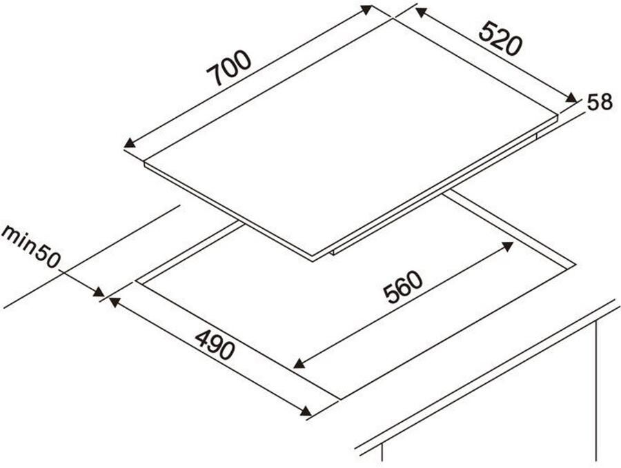 Continental Edison Inductiekookplaat 4 branders 7200 W 70 cm CETI724Z2FLEX Zwart