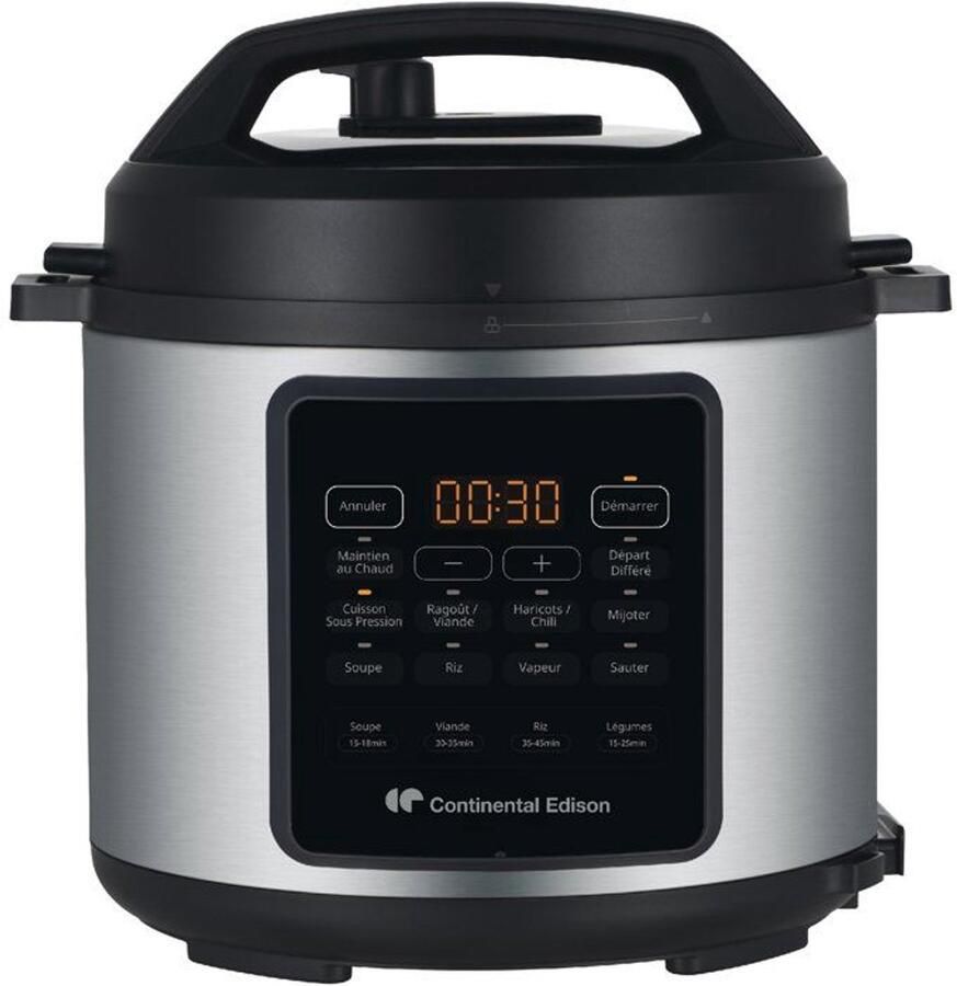 Continental Edison Multicooker snelkookpan CEMCSP10006L 6 L 1000 W Zwart en roestvrij staal