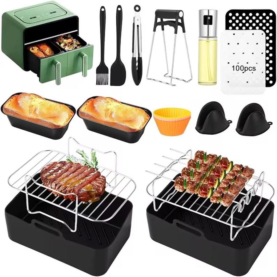 COOAU Airfryer Accessoires Set Airfryer Accessoires Compatibel met AF300EU AF400EU SL400EU COSORI Innsky en Double Stack XL