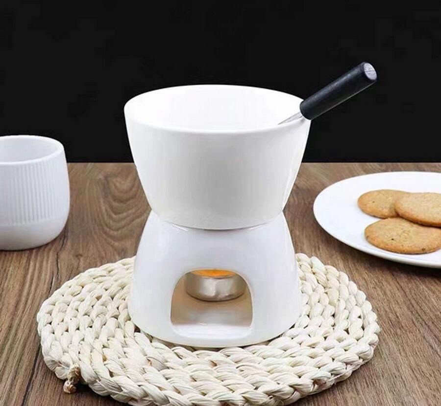 COOAU Chocolade Fondue Chocolade Fondue Mok Fondue Mok Mini Fondue -1 Vorken 300ML Porselein Wit