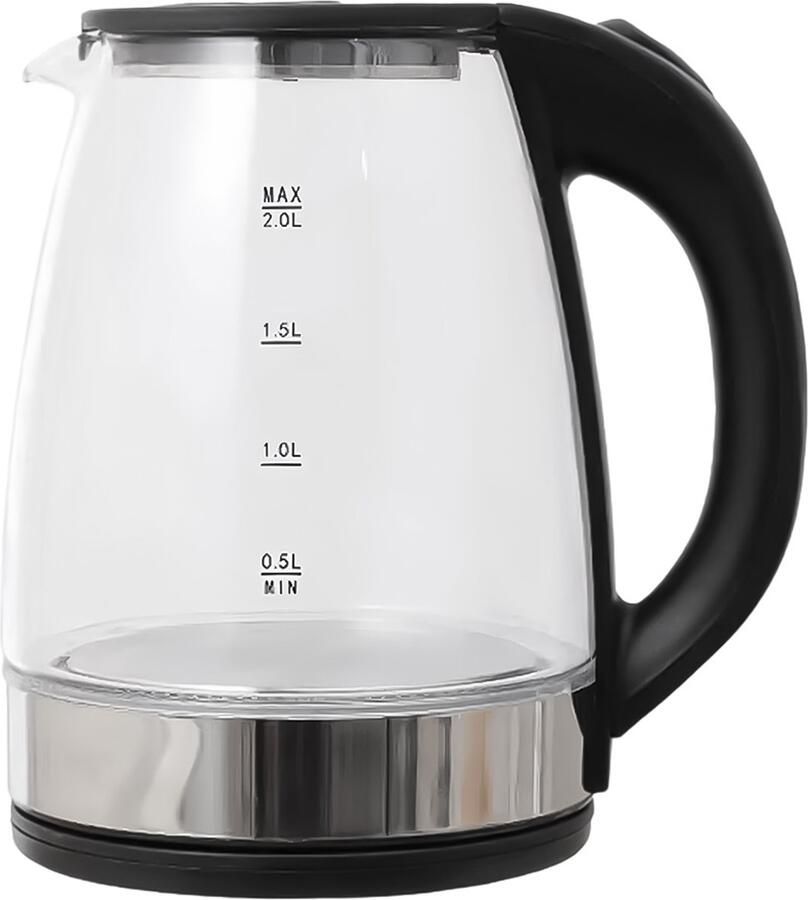 COOAU Glazen Waterkoker 2 Liter Blauw LED Verlichting 1500 Watt RVS
