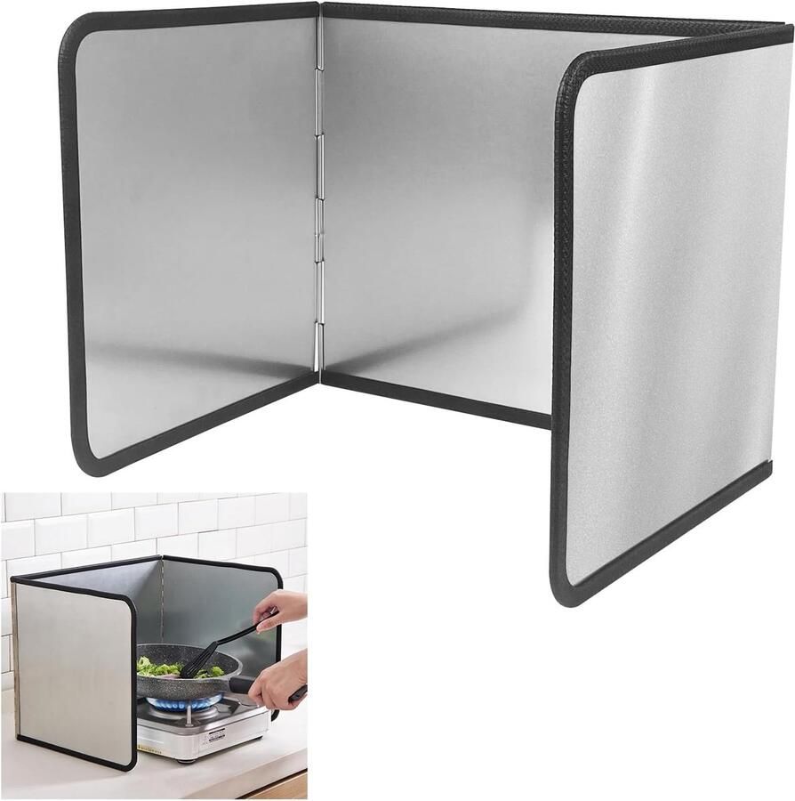Spatbescherming keukenachterwand 3-zijdige spatbescherming keuken opvouwbaar anti-spatbord vouwwand ruimtebesparende inklapbare vetspatbescherming voor keuken fornuis pan muur (39 x