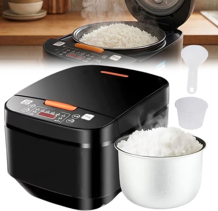 COOAU Rijstkoker Multicooker Slimme Rijstkoker Antiaanbaklaag aan de Binnenkant Warmhoudfunctie 4 tot 5 Personen 5L Zwart