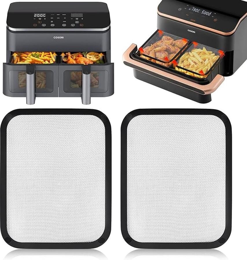 COOAU Spatdeksel Voor Airfryer Airfryeraccessoire Roestvrij Staal Compatibel Met De Cosori 10L Dual Flame Dual Fryer Airfryer Magnetische Spatdeksel Van Roestvrij Staal Gemaakt Van Duurzame Materialen