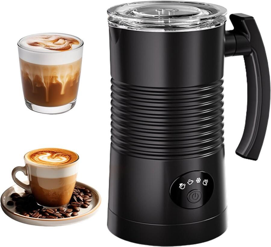 COOAU Volledig Automatische Melkopschuimer 4-traps afstelling 4-in-1 Multifunctioneel Maximale Melkopschuimcapaciteit 160 ml Multi-opschuimer Latte Art-schuimmachine 350 ml Zwart