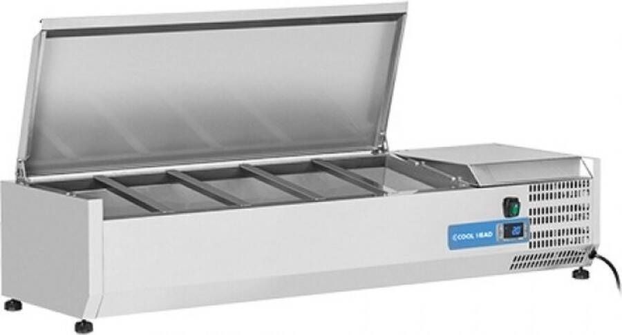 Cool Head opzetkoelvitrine met RVS klapdeksel 5x 1 4