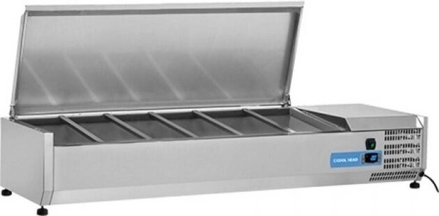 Cool Head Opzetkoelvitrine met RVS klapdeksel 6x 1 3