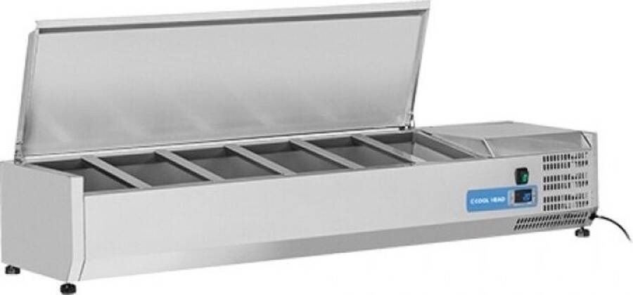 Cool Head Opzetkoelvitrine met RVS klapdeksel 6x 1 4