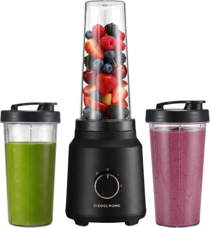 CoolHome FusionPro Smoothie Blender To Go – Inclusief 2 Bekers – 2 Snelheden en Pulse functie 320W