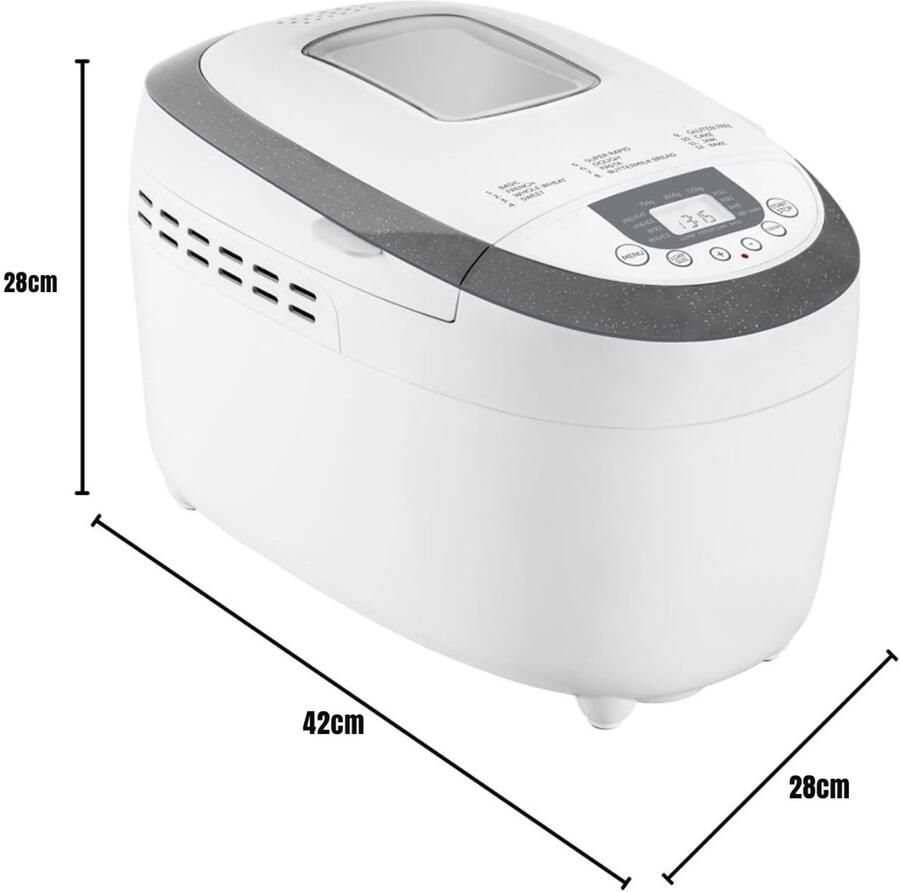 Core Broodbakmachine Broodbakmachines Broodbak machine Wit 28cm x 42cm x 28cm