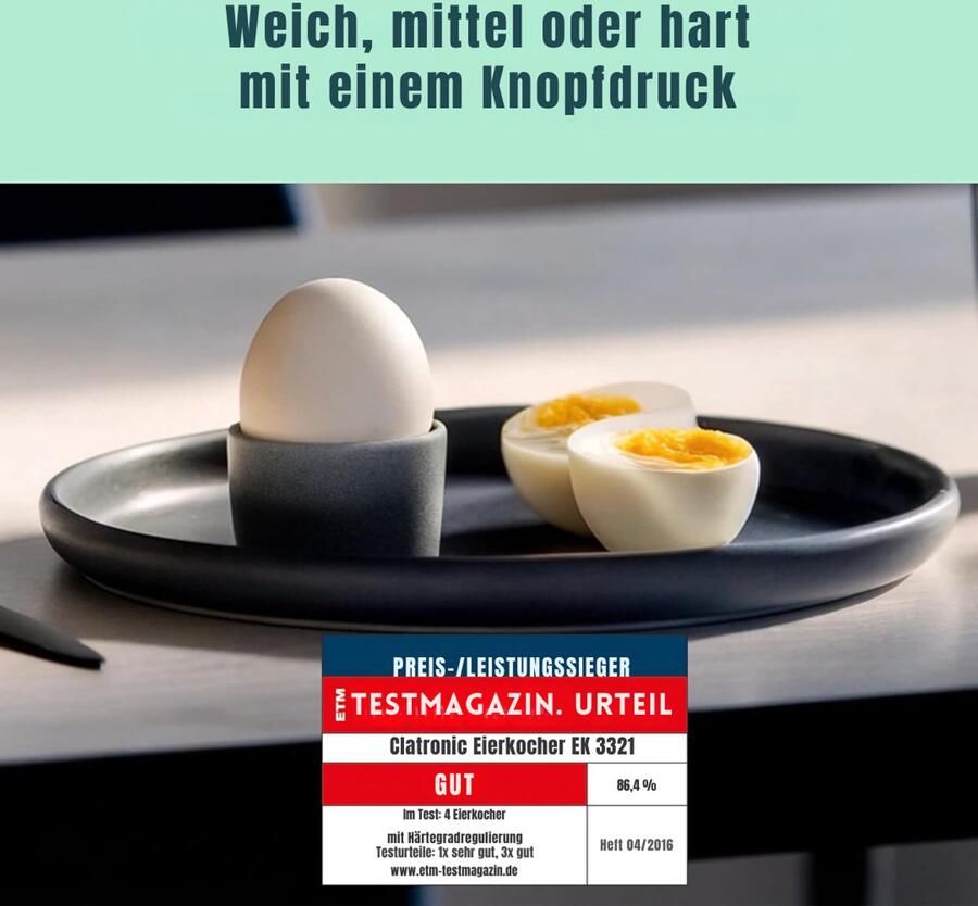Core Eierkoker electrisch Eierkoker met timer Grijs 21cm x 20cm x 17cm