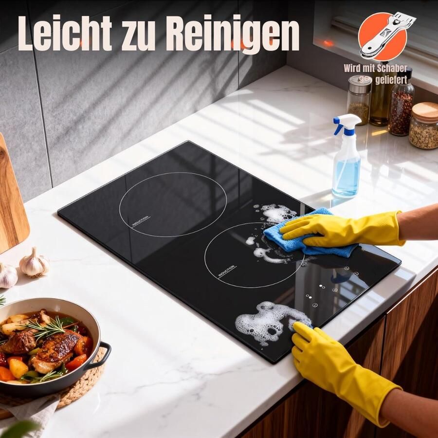 Core Elektrische Kookplaat 2 Pits Elektrische Fornuis Elektrische Kookplaat Vrijstaand 2 Kookplaten 30 cm Kinderslot Zwart -52 cm x 29 cm x 6 cm