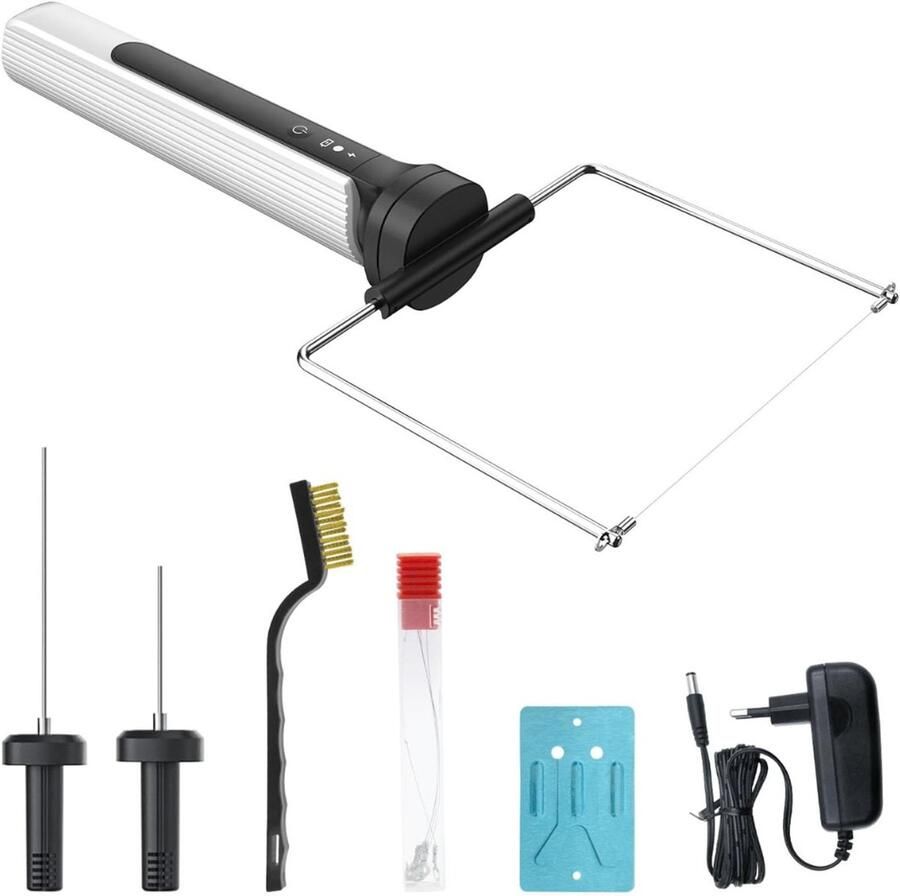 Core Elektrische Piepschuimsnijder – Draagbare Styroporsnijder Met 4 Messen – Polystyreensnijder – Wit 26cm x 16cm x 6cm