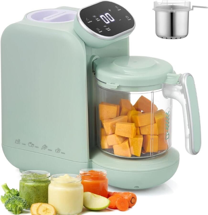 Nexvo Stoomkoker baby Stomer en Blender 5-in-1 Multifunctionele Baby Cooker Groen 31cm x 15cm x 28cm