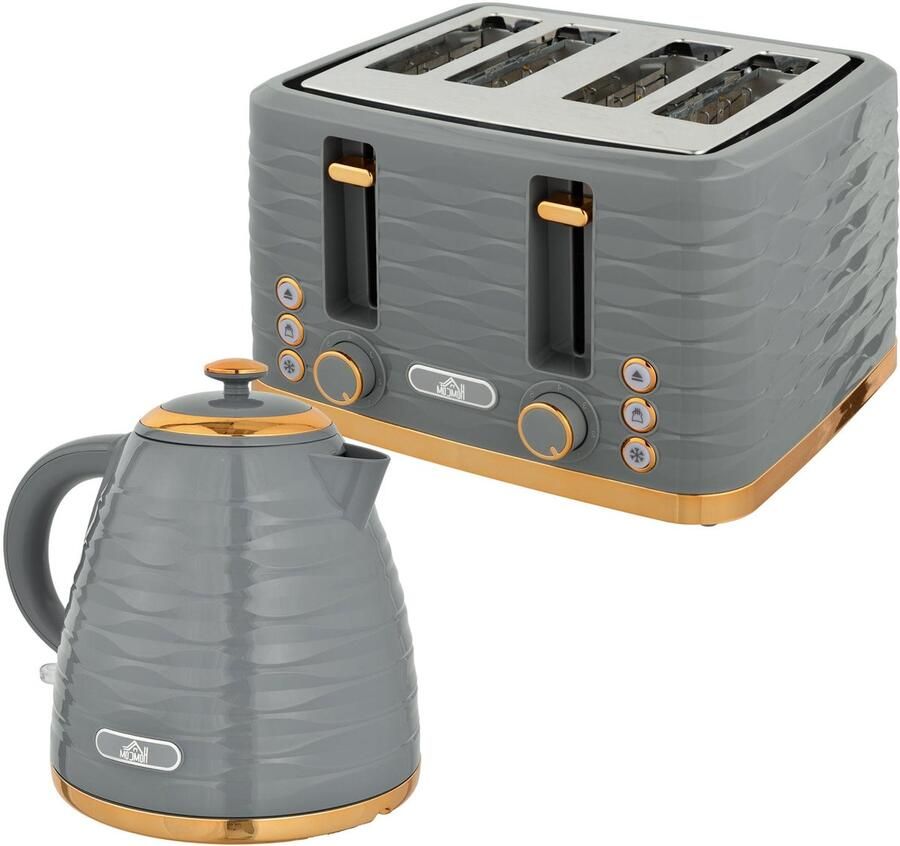 Corenia 2-in-1 Broodrooster en Waterkoker – Toaster – Kettle – Ontdooien – Opwarmen – Grijs – 7 Bruiningsniveaus – Compact Design - Foto 8