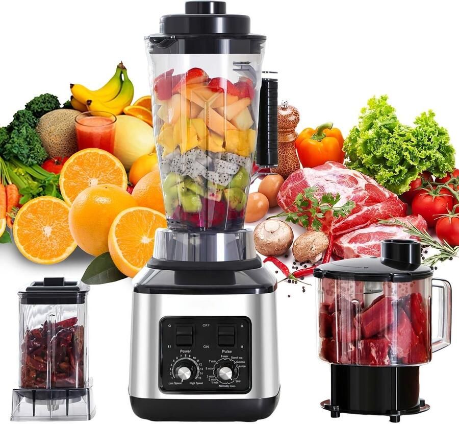 Corenia 3-in-1 Elektrische Blender – Multifunctionele Mixer – Sapcentrifuge – Smoothiemaker – Keukenmachine – 9500W Krachtige Motor – 3L 1 5L en 0 5L Containers
