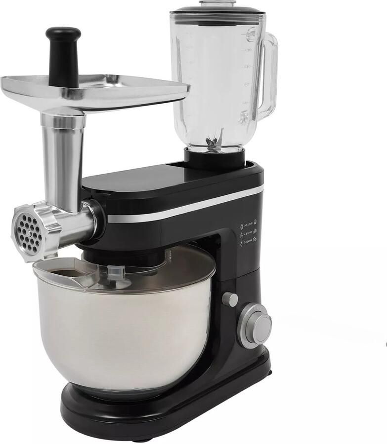 Corenia 3-in-1 Keukenhulpmiddel – Keukenaccessoire – Mengkom – Hakker – Mixer – Roestvrij Staal & Glas – 6 Liter Inhoud – Multifunctioneel & Vaatwasserbestendig