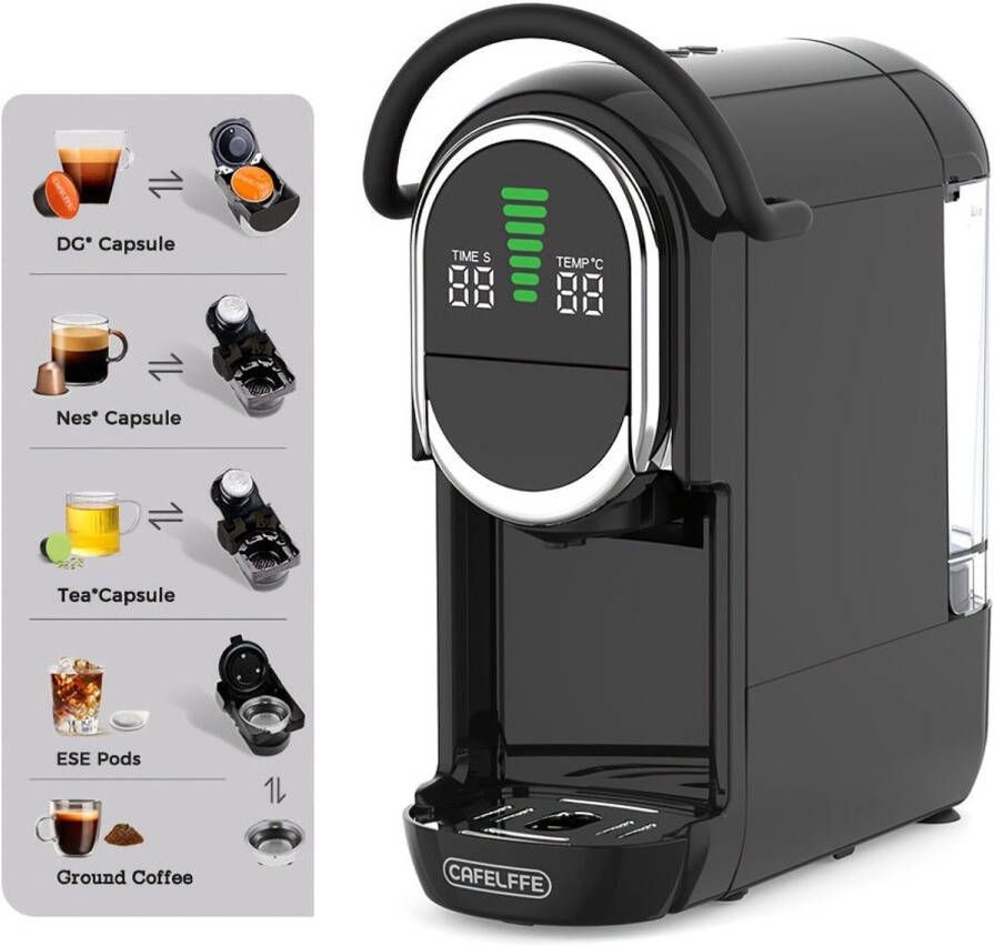 Corenia 4-in-1 Capsule Koffiemachine – Espressoapparaat – Koffiezetter – Cappuccinomachine – Koffiemaker – 19 Bar Pompdruk – Slim Temperatuurbeheer