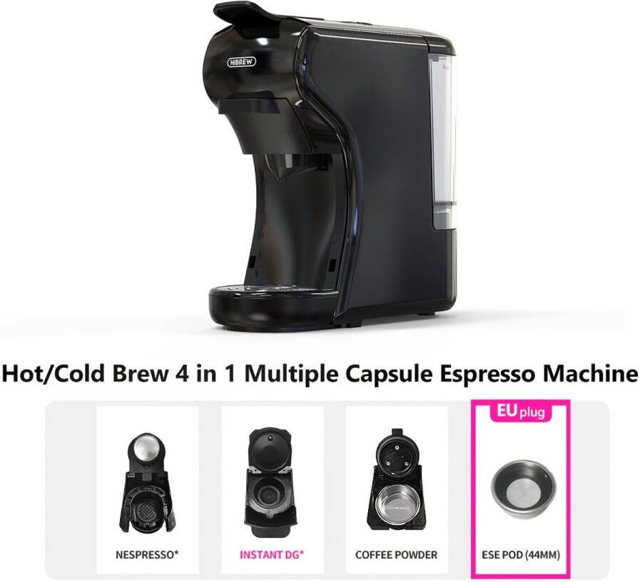 Corenia 4-in-1 Koffiemachine – Espresso Machine – Capsule Koffiezetter – ESE Pod Machine – Cappuccino Maker – 19 Bar Pomp – Compact Design