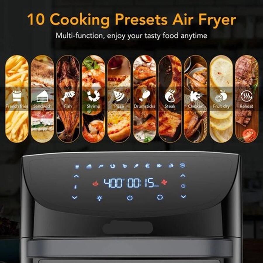 Corenia Airfryer 18L – Heteluchtfriteuse 10-in-1 Digitale Convectie Oven – 1800W Airfryer en Toaster Combinatie – Groot Formaat met LED Scherm Meerdere Rekniveau's