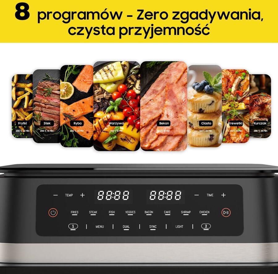 Corenia Airfryer – Heteluchtfriteuse – Digitale Friteuse – Gezond Koken – XXL 11L – 2950W Vermogen – Dual-Zone Met Verwijderbare Divider