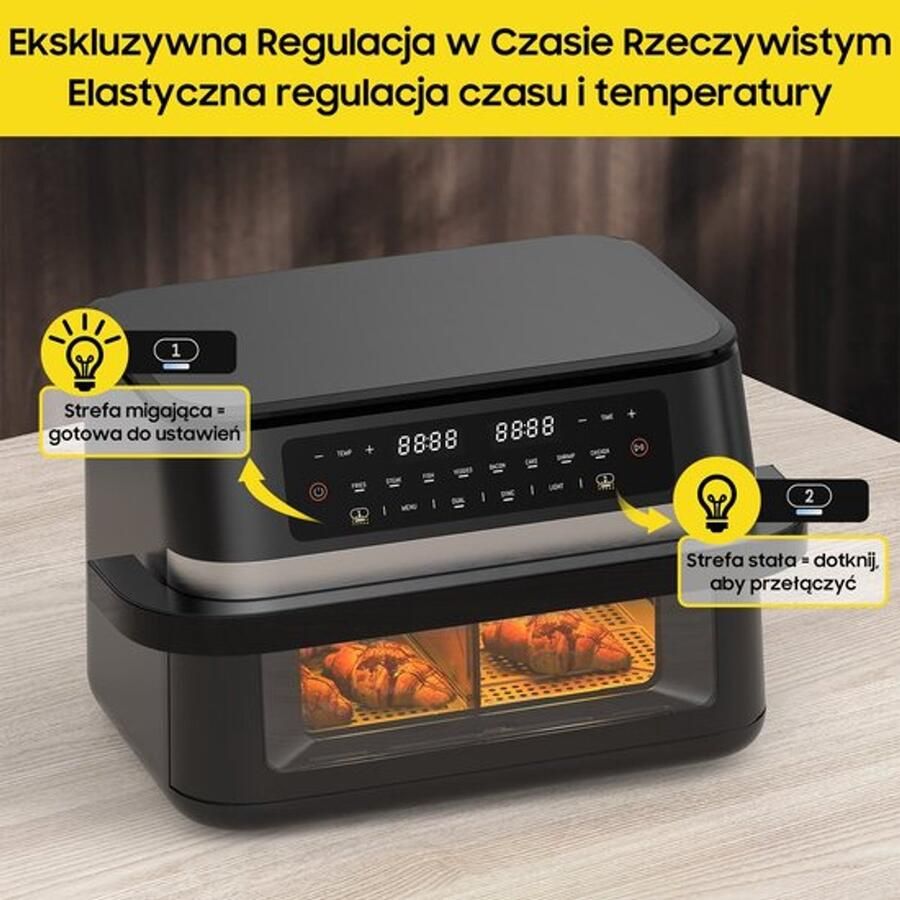 Corenia Airfryer – Heteluchtfriteuse – Digitale Friteuse – Gezond Koken – XXL 11L – 2950W Vermogen – Dual-Zone Met Verwijderbare Divider