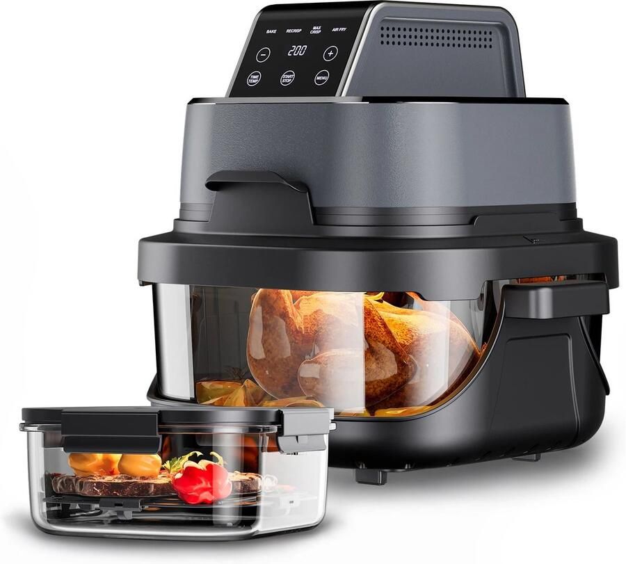 Corenia Airfryer – Heteluchtfriteuse – Friteuse – Air Fryer – Heteluchtoven – 4 Liter Inhoud – Glas Kijkvenster – 1500 Watt