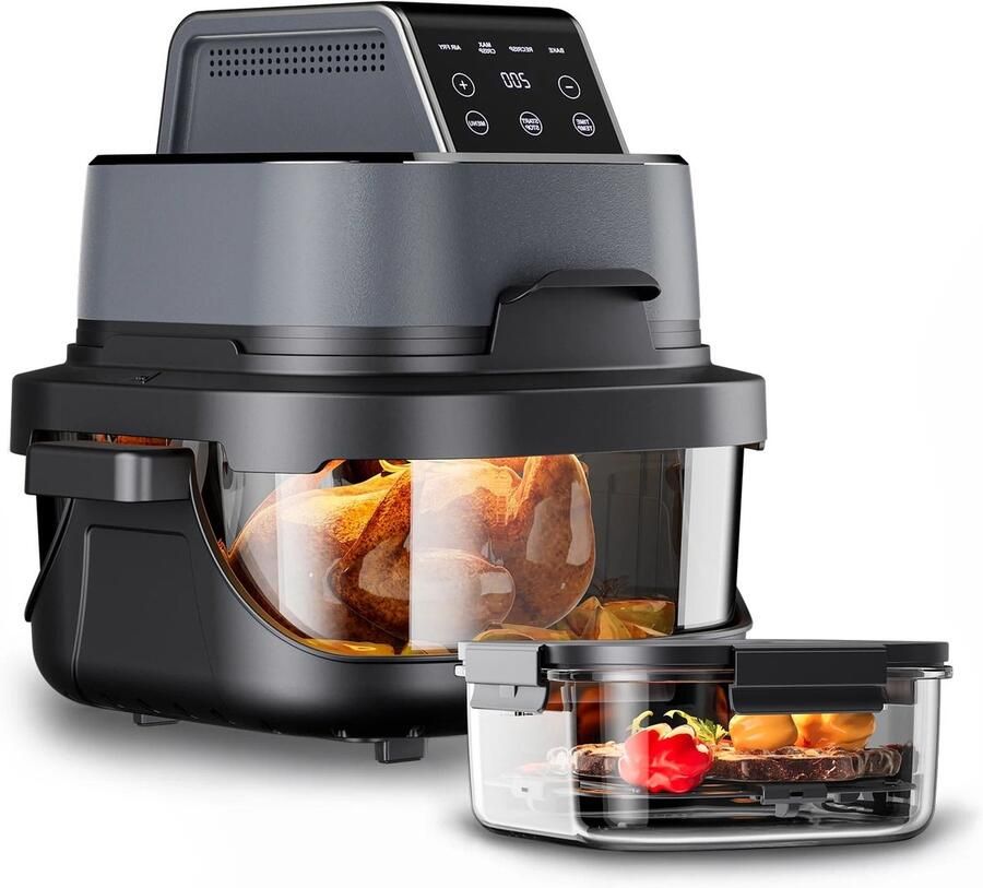 Corenia Airfryer – Heteluchtfriteuse – Friteuse – Air Fryer – Heteluchtoven – 4 Liter Inhoud – Glas Kijkvenster – 1500 Watt