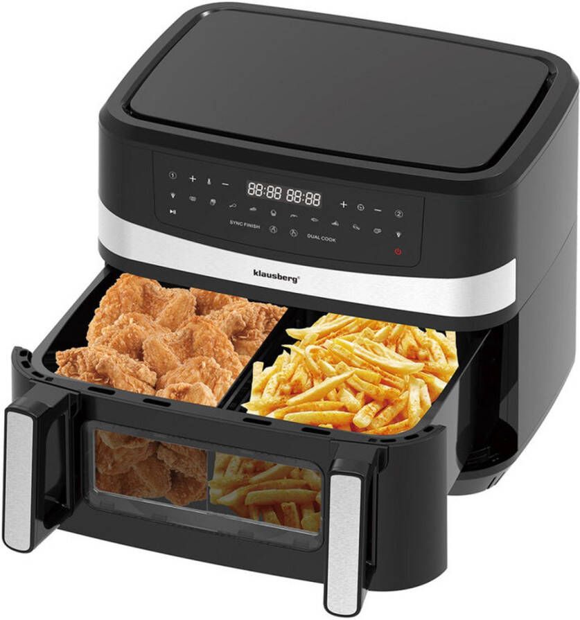 Corenia Airfryer – Heteluchtfriteuse – Friteuse – Digitaal Display – Dubbele Mand – 9L Capaciteit – Touchscreen Bediening – Tot 80% Minder Vet