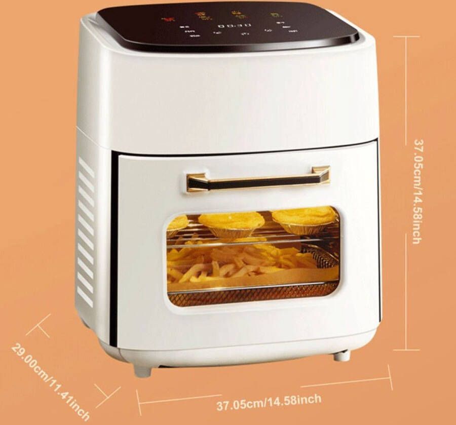Corenia Airfryer – Heteluchtfriteuse – Gezond Frituurpan – Elektrische Oven – Multifunctionele Kookpan – 15 Liter Inhoud – 6 Kookprogramma s – Roestvrij Staal – 1400 Watt
