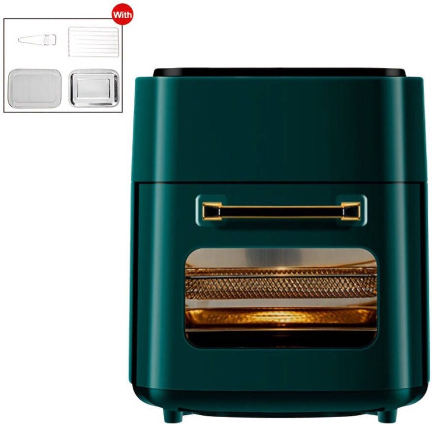 Corenia Airfryer – Heteluchtfriteuse – Gezondheidsfriteuse – Digitale Airfryer – Multifunctionele Friteuse – 15 Liter Capaciteit – 6 Kookprogramma s – RVS 304 Materiaal – 1400 Watt – Groen