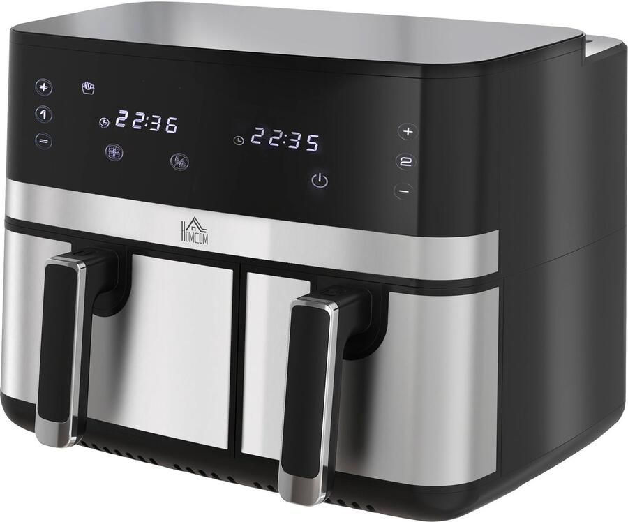 Corenia Airfryer – Heteluchtfriteuse – Luchtfriteuse – Friteuse – Airfryer Oven – 2700 Watt – 8 Instelbare Programma s – Zwart-Zilver – Compacte 8x39 2x31 1 cm