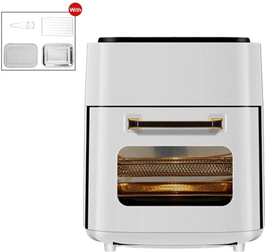 Corenia Airfryer – Heteluchtfriteuse – Luchtoven – Airfrituurpan – Elektrische Oven – 15 Liter Groot – 6 Kookstanden – Roestvrij Staal – Wit