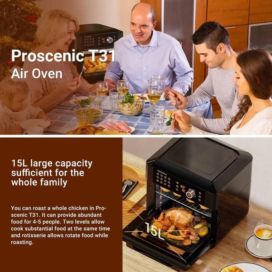 Corenia Airfryer oven Hetelucht Friteuse Air Fryer 15L Grote Inhoud 12-in-1 1700W App Bediening 360° Luchtcirculatie Touch Screen Turbo Functie
