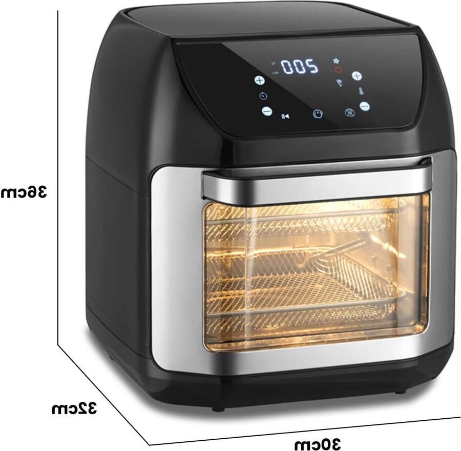 Corenia Airfryer XXL – Heteluchtfriteuse – 2400W 2800W – 12L RVS & Touchscreen – Multifunctionele Elektrische Friteuse Olievrij Frituren Zwart