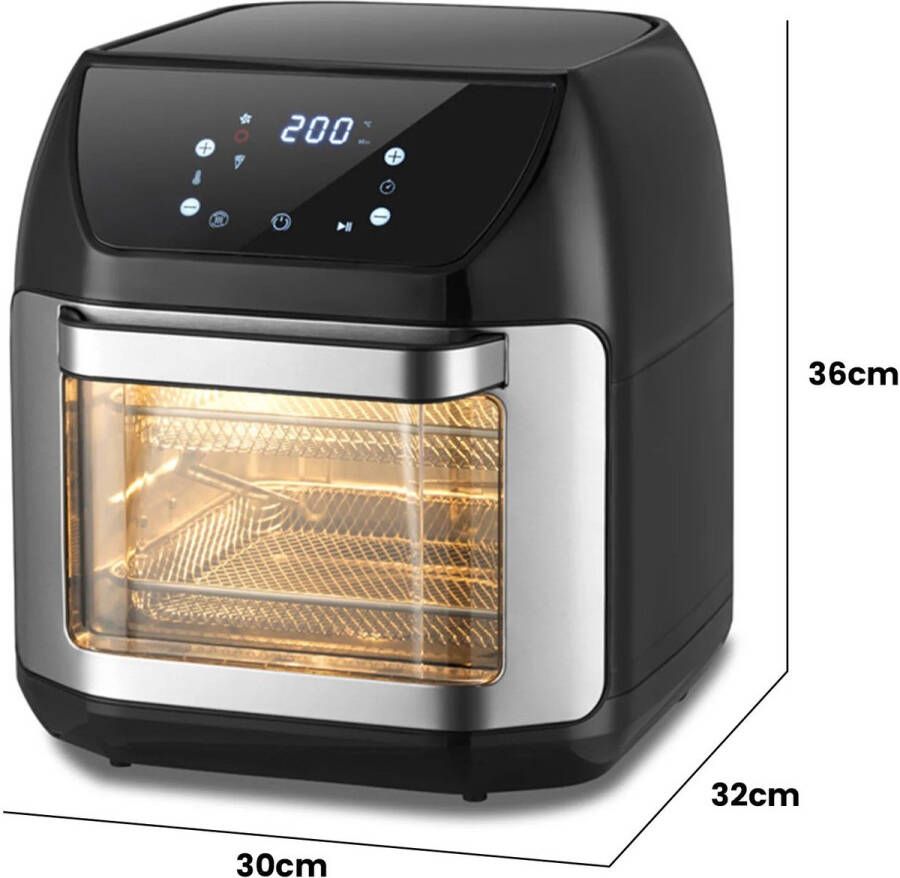 Corenia Airfryer XXL – Heteluchtfriteuse – Olievrij Frituren 2400W 2800W – 12L Multifunctionele Elektrische Friteuse RVS & Touchscreen Zwart