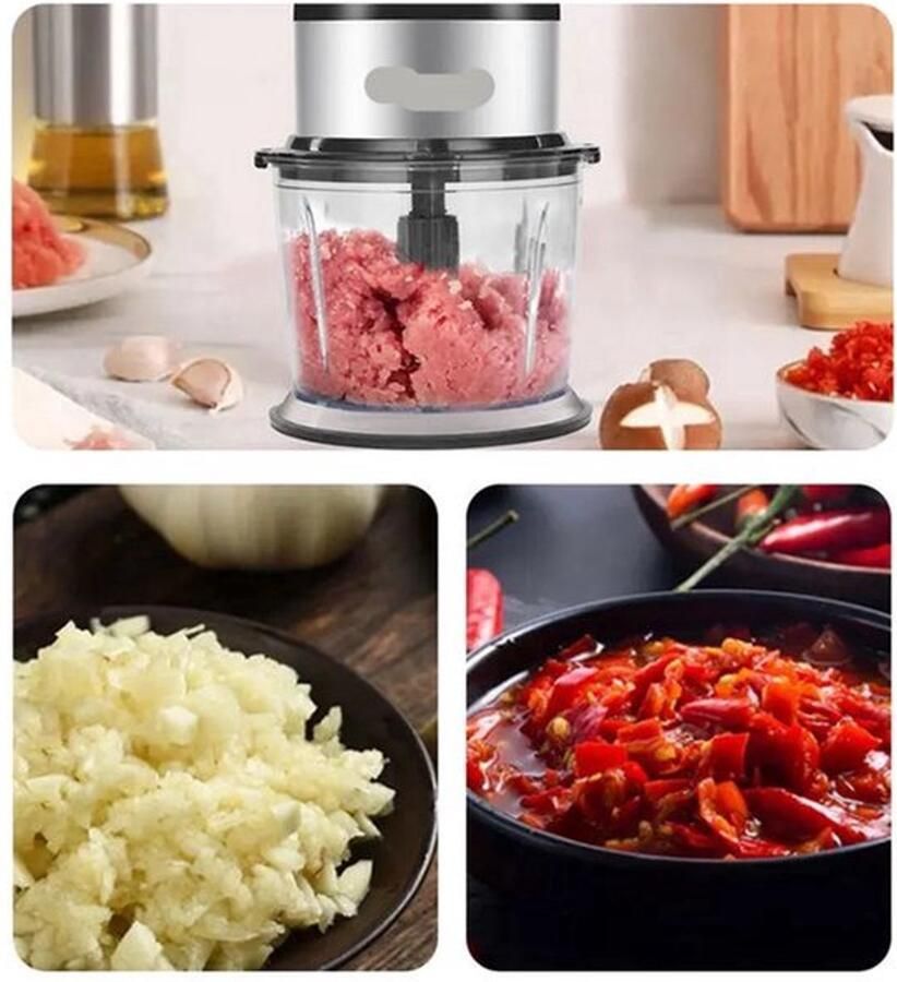 Blender 500W Vleesmolen Hakmolen Food Processor – 3-in-1 Smoothie Maker Coffee Grinder RVS-messen Eenvoudig Schoon te Maken