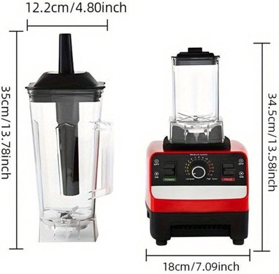 Blender – Smoothie Maker – Powerblender – Professionele Blender – To Go – 2000W Motor – Roestvrijstalen Messen