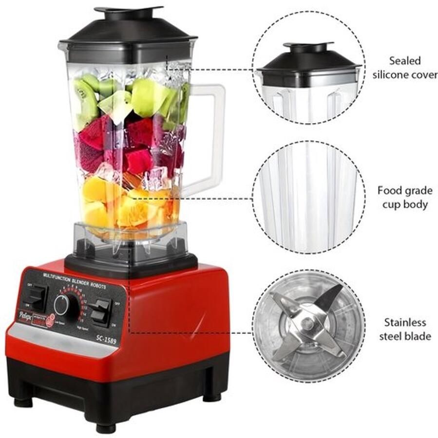 Blender – Smoothie Maker – Powerblender – Professionele Blender – To Go – 2000W Motor – Roestvrijstalen Messen