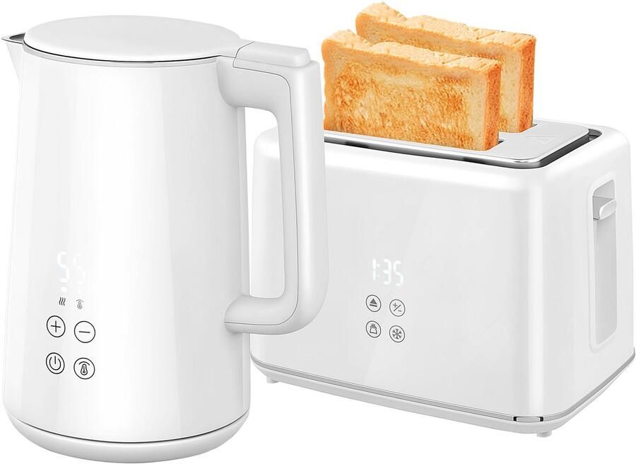 Corenia Broodrooster – Toaster – Keukenapparaat – Ontbijttoestel – Tostiapparaat – 7 Bruiningsniveaus – Roestvrijstaal en Kunststof – Snelle Bereiding – Wit
