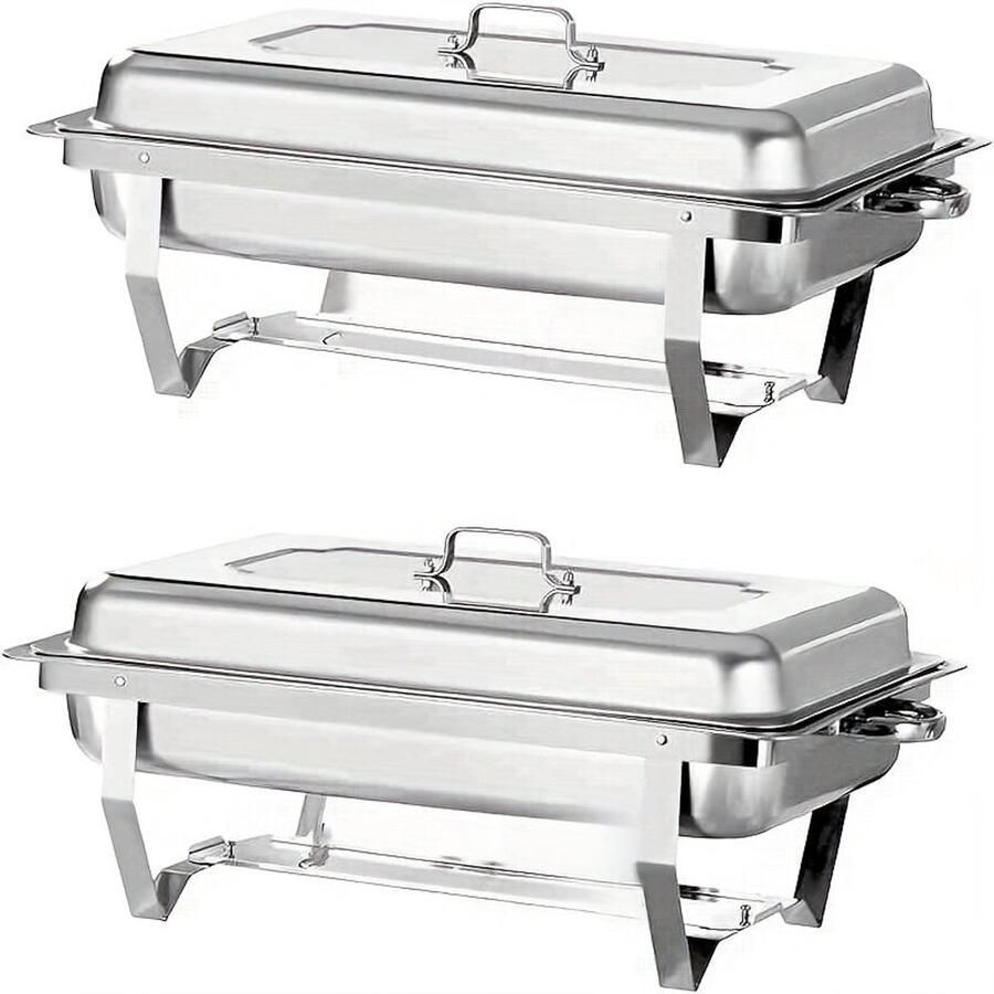 Corenia Chafing Dish – Buffetwarmer – Warmhoudplaat – Warmhoudschaal – Warmhoudbak – RVS 9 Liter – Inclusief Deksel – Elektriciteitsvrij