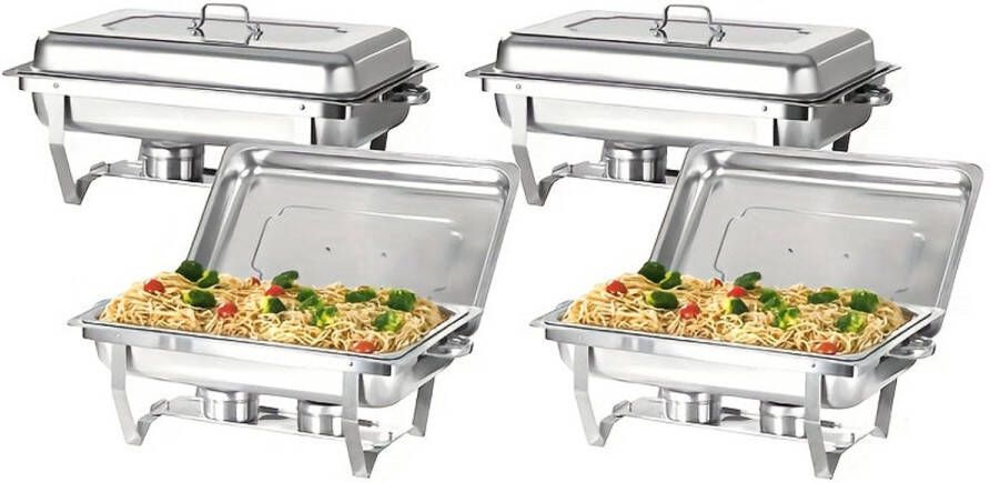 Corenia Chafing Dish Set – Buffet Warmhouders – Food Warmer – Catering Schalen – Draagbare Warmhouders – RVS 304 – 9 5 Quart per schaal – 4-Delige Set