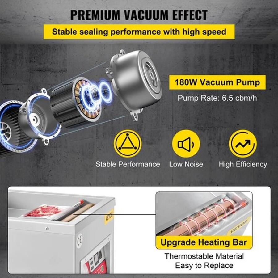 Corenia Chamber Vacuum Sealer – Vacumeermachine – Vacuümmachine – Vacuum Sealer – Voedselverpakking – 180W Motor – 33x25 Cm Sealing