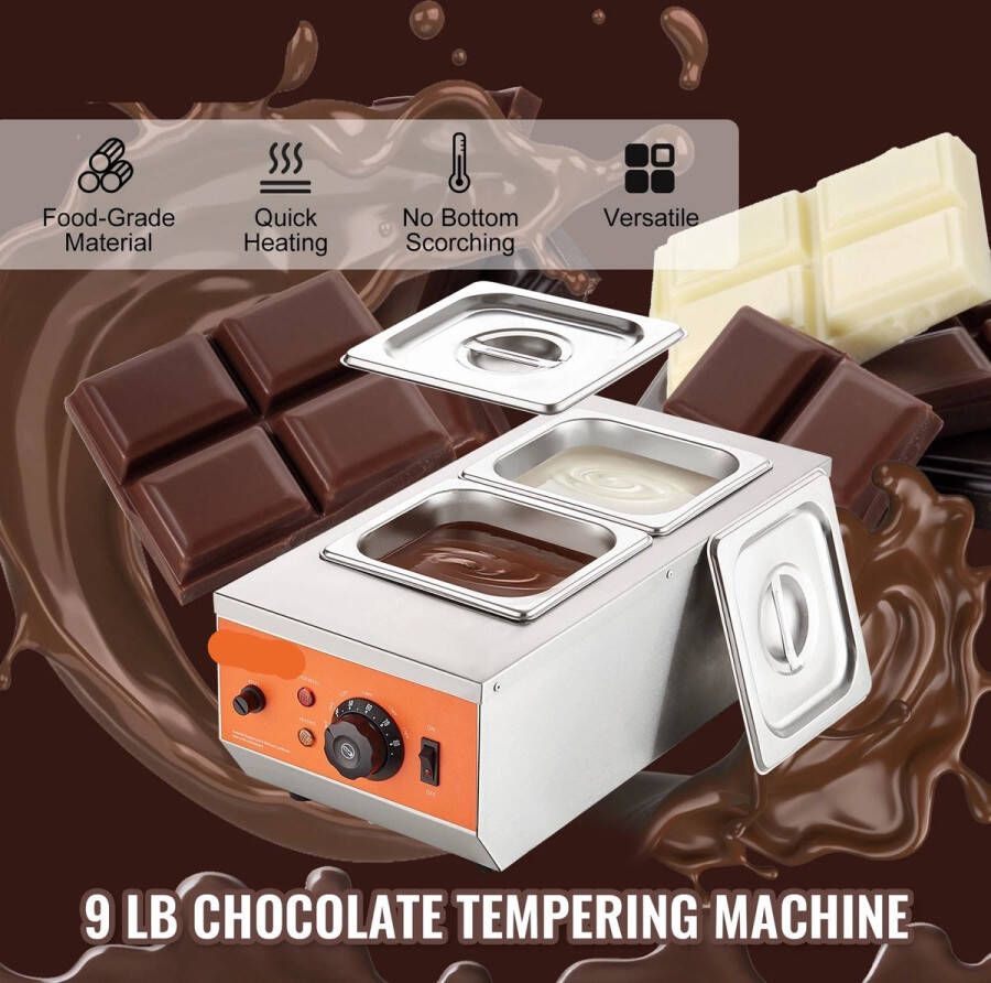 Corenia Chocolade Smelter Smelt Chocolade Fondue Elektrische Chocoladesmelter Chocoladesmeltkroes 2 Tanks 17 lb Chocolade Verwarmen & Tempereren